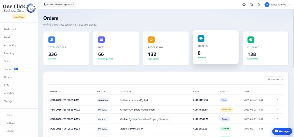 Order capture from webhooks and email scanning connected to customers and inventory